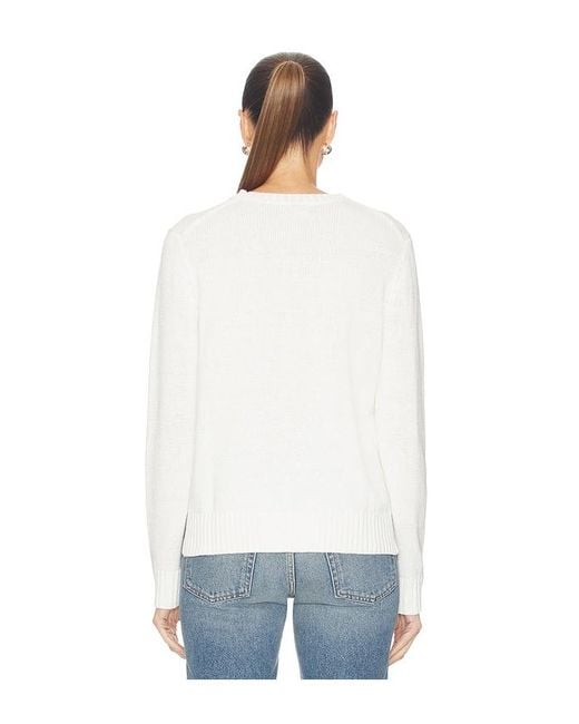 Polo Ralph Lauren White Linen Bear Sweater Long Sleeve Pullover