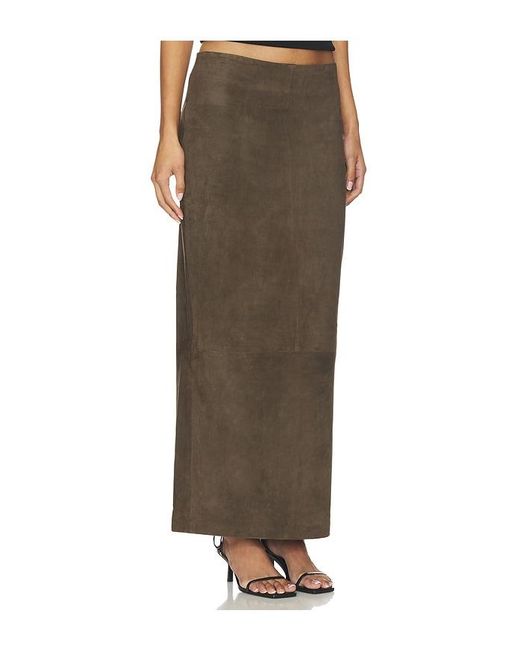 St. Agni Brown Suede Column Skirt