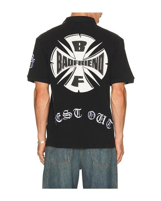 Badfriend Black Best Out Embroidered Knit Polo for men