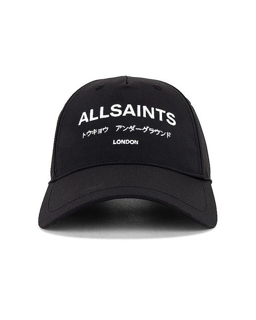 AllSaints Black Underground Logo Baseball Cap for men