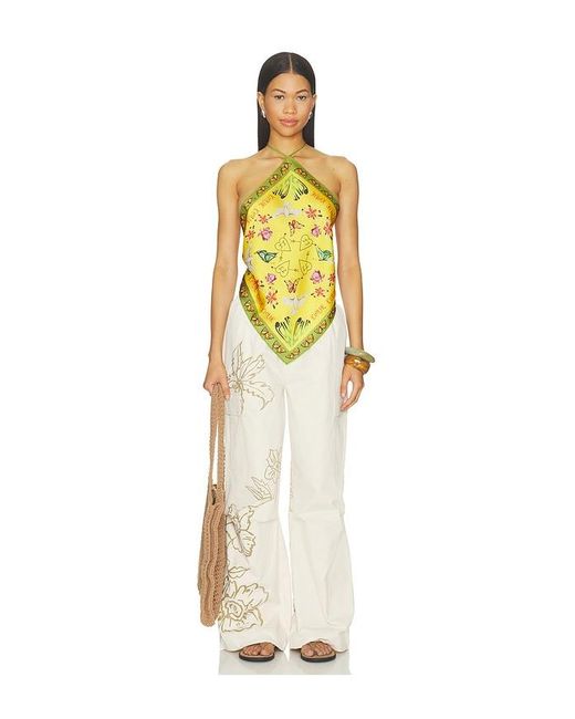Juliet Johnstone Yellow Bandana Halter Top