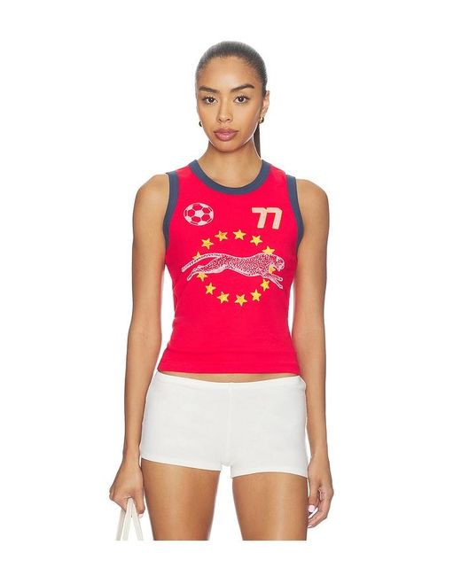 Daydreamer Red Team Cheetah Shrunken Tank Top