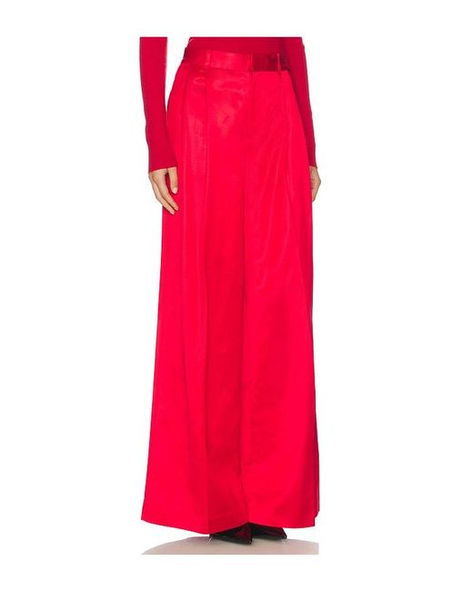 Polo Ralph Lauren Red Pleated Satin Wide Leg Pant