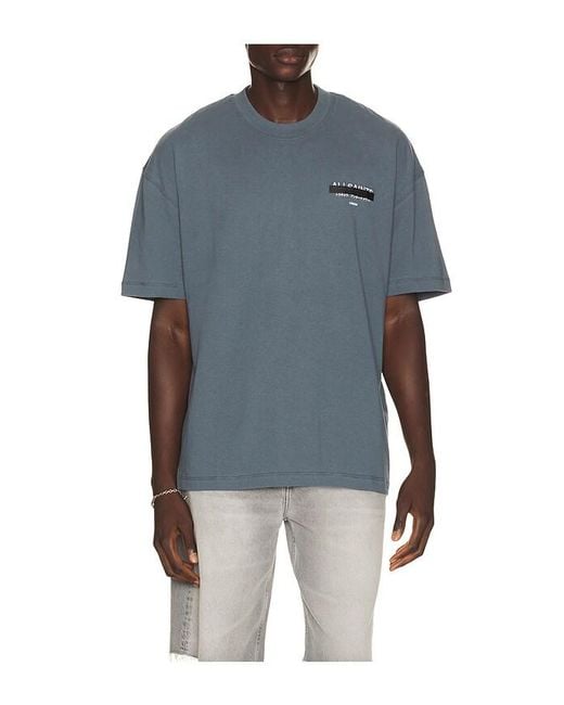 AllSaints Blue Redact Crew Tee for men