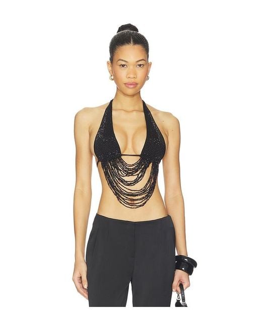 Leslie Amon Black Talli Round Floating Bead Top