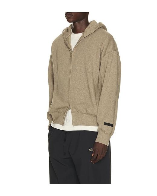 Fear Of God Natural Classic Fit Fleece Zip Up Hoodie for men