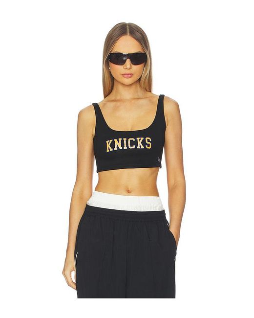 Hype and Vice Black New York Knicks Scoop Neck Crop Top