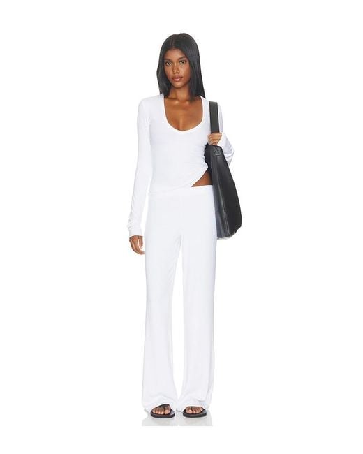 ÉTERNE White Butter Rib Easy Lounge Pant