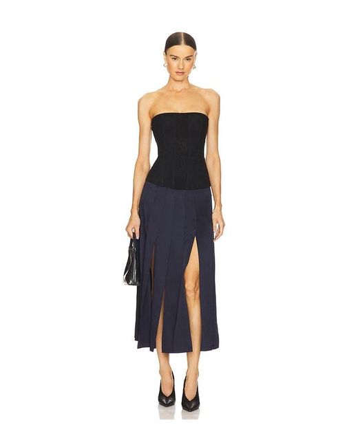 Monse Blue Panel Fringe Skirt
