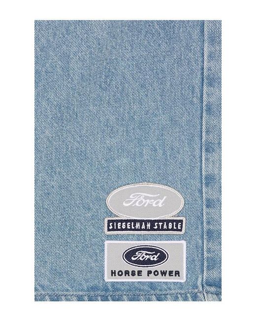 Siegelman Stable Blue X Ford Patched Denim Jorts for men