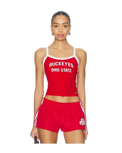 Hype and Vice Red Ohio State University Sideline Stripes Tank Top
