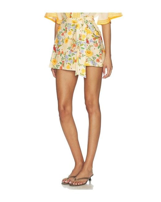 VERANDAH Yellow Mini Wrap Skirt