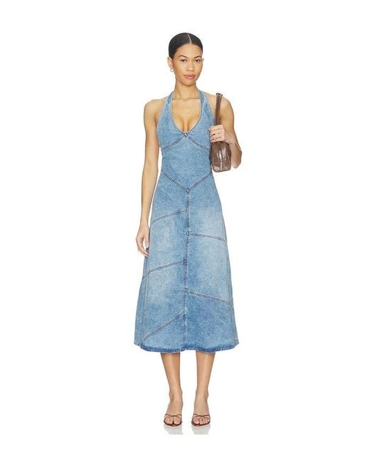 EB DENIM Blue Delphi Pieced Halter Dress