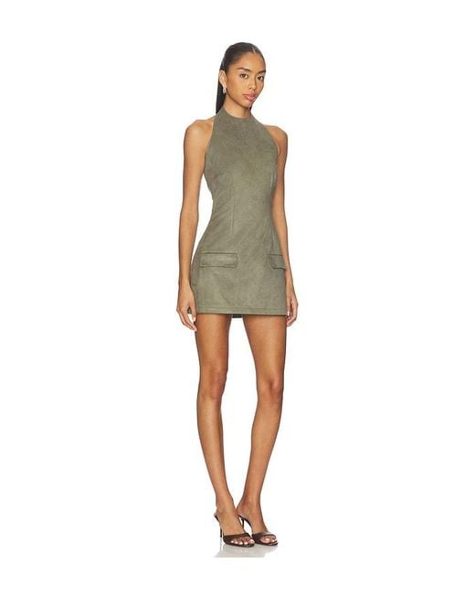 SNDY'S Natural Amelia Faux Suede Mini Dress