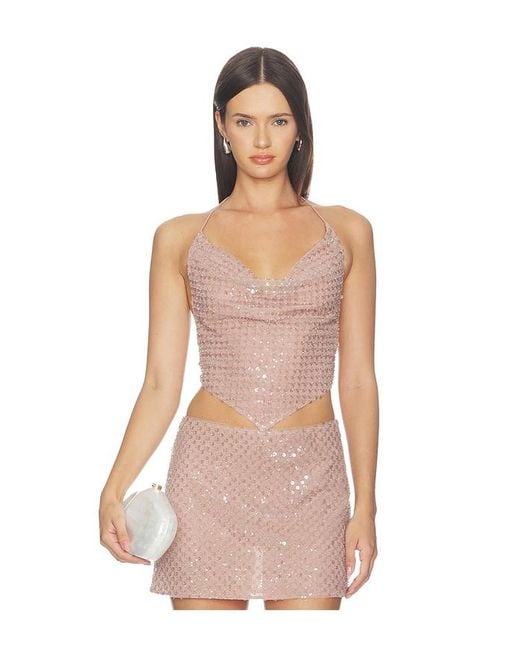 retroféte Pink Bethely Sequin Top