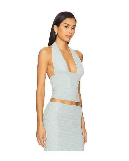 SER.O.YA White Neckholder-Top Mit Mesh-Partie Bimini