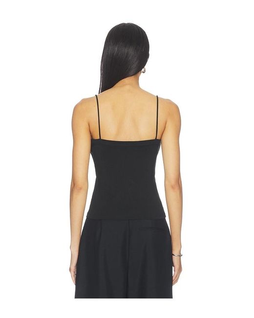 St. Agni Black Organic Cotton Square Neck Cami Top
