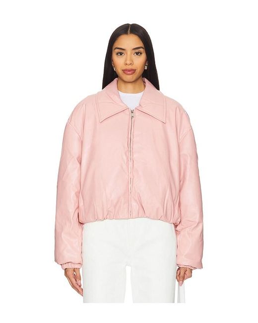 bubish Pink Elsa Leather Bomber Jacket