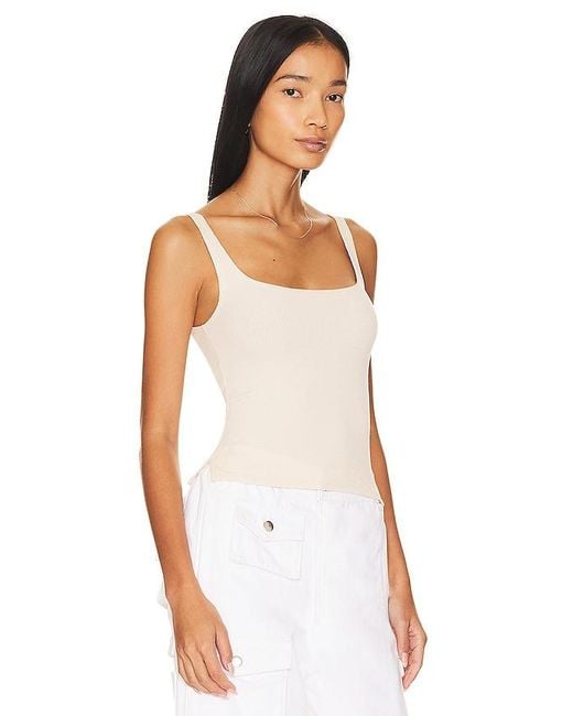 LNA White Scoop Ribbed Tank