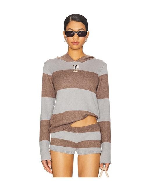 Jaded London Gray Stripe Knitted Rugby Top With Hood