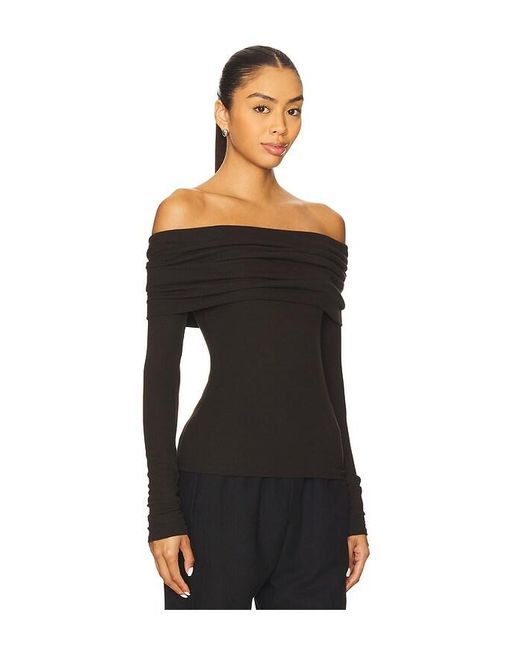 Enza Costa Black Off Shoulder Top