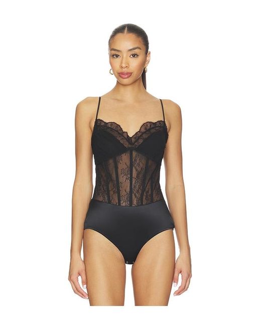 Jonathan Simkhai Black Angelina Lace Bustier Bodysuit