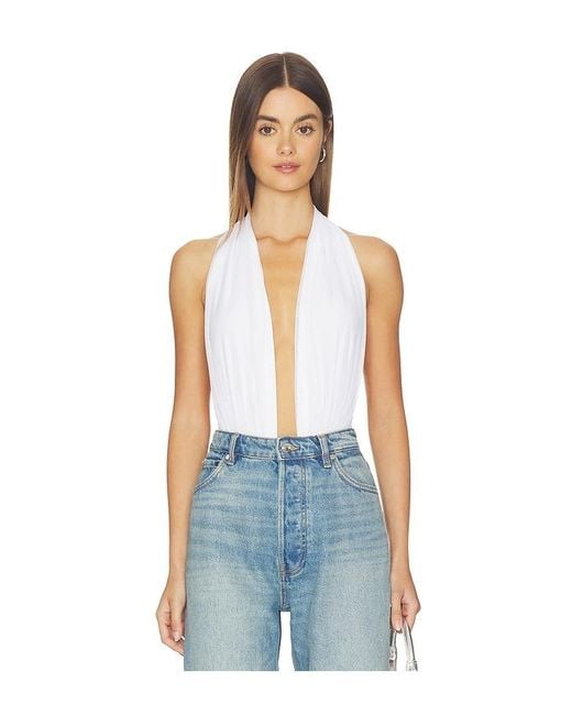 Norma Kamali White Halter Bodysuit