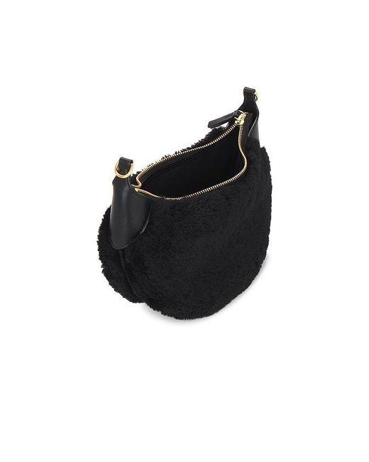 Polo Ralph Lauren Black Shearling & Vachetta Leather Shoulder Bag Small