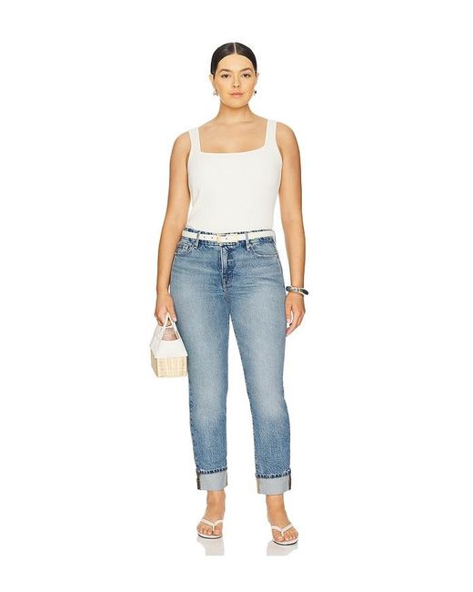 GOOD AMERICAN Blue Mid Rise Good Classic Cuffed Jeans
