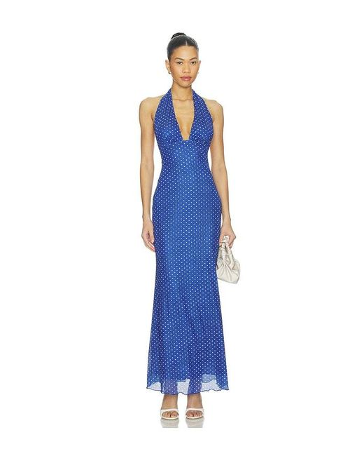 MORE TO COME Blue Charly Halter Maxi Dress