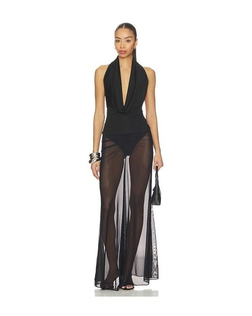 LAPOINTE Black Rock Ruched Maxi Skirt