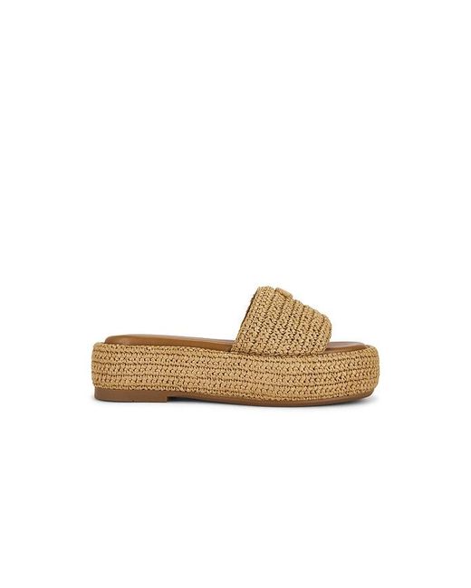 COACH White Sculpted C Flatform Raffia Slide