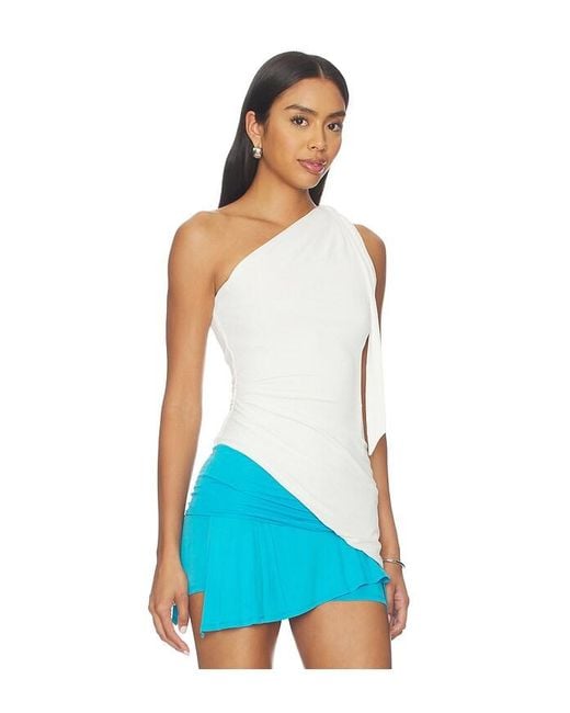 Mimchik Blue One-Shoulder Tie Top