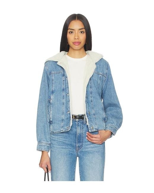 Free People Women's Blue X We The Free Asher Cozy Denim Jacket