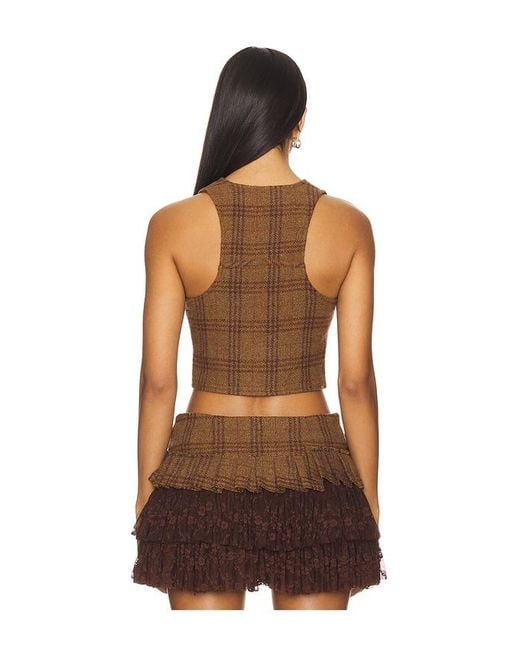 ZEMETA Brown Rosette Wool Vest