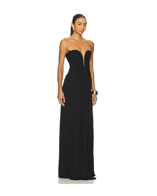 Atlein Bustier Ruched Gown Black
