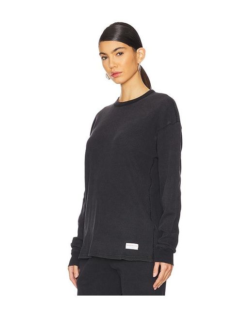Alexander Wang Black Waffle Crew Neck Long Sleeve