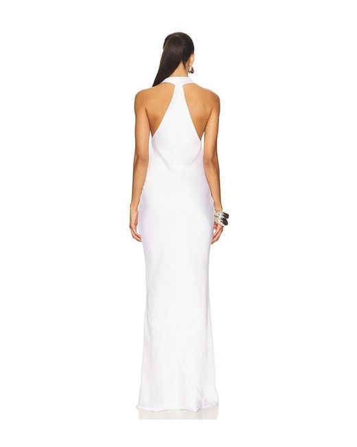 Norma Kamali White Halter Drape Bias Gown