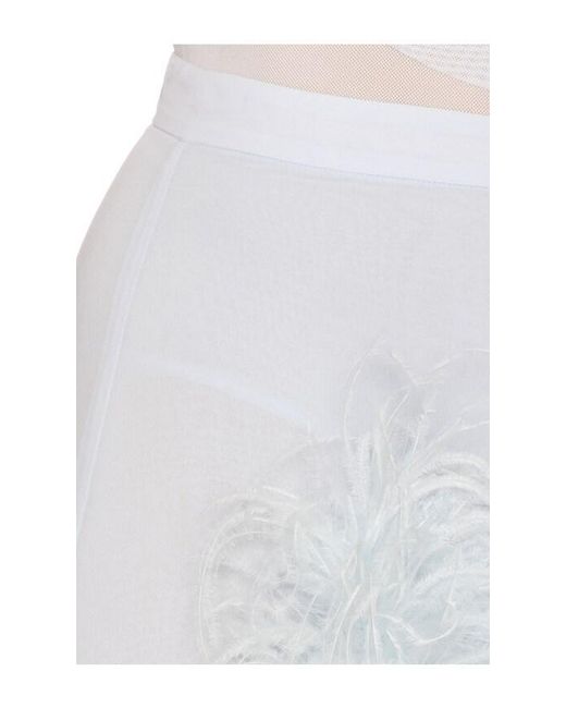 LAPOINTE White Wide Leg Pant With Feathers