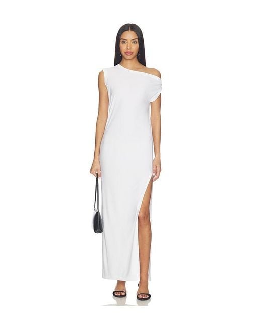 Norma Kamali White X Lifestyle Drop Shoulder Long Dress With Side Slit