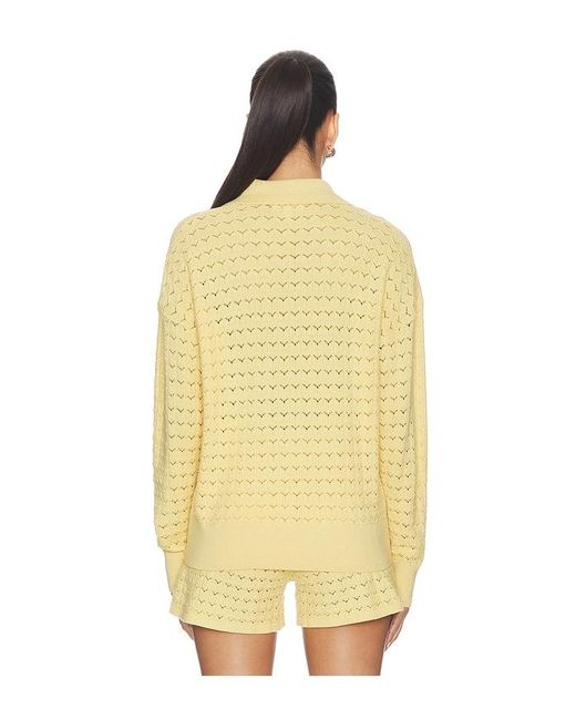 Barefoot Dreams Yellow Tulip Pointelle Collared Pullover