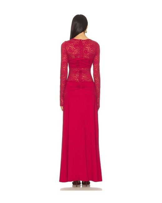 Runaway the Label Red Larna Lace Long Sleeve Maxi Dress