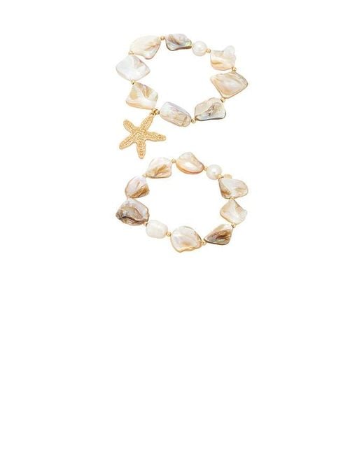 Ettika White True Shell Bracelet Set