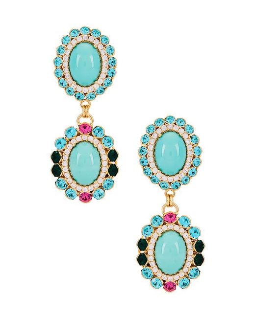 Anton Heunis Blue Omega Clasp Double Oval Cluster Earrings