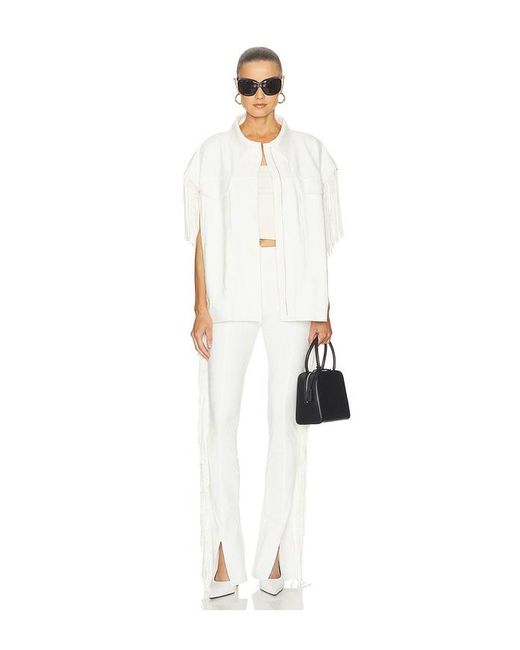 Norma Kamali White Sleeveless Oversized Jean Jacket