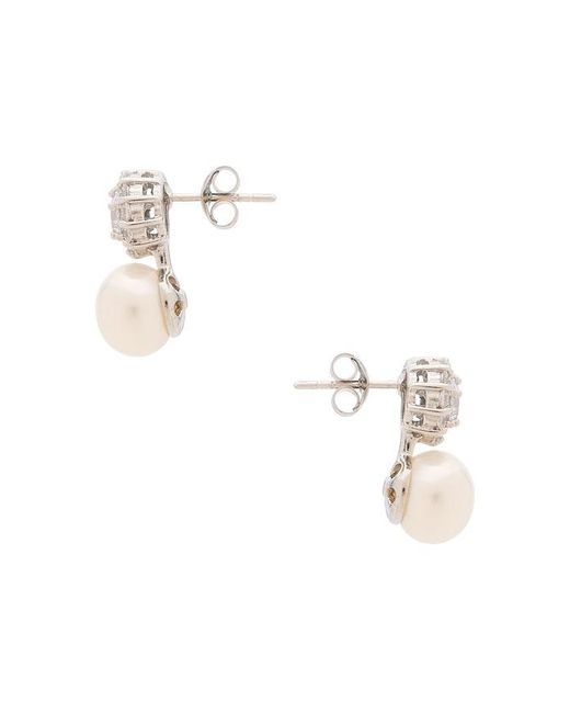 Shashi White Halo Stud Pearl Drop Earring