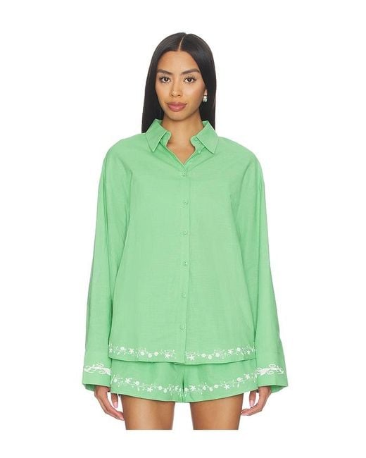 Line & Dot Green Tippi Embroidered Shirt
