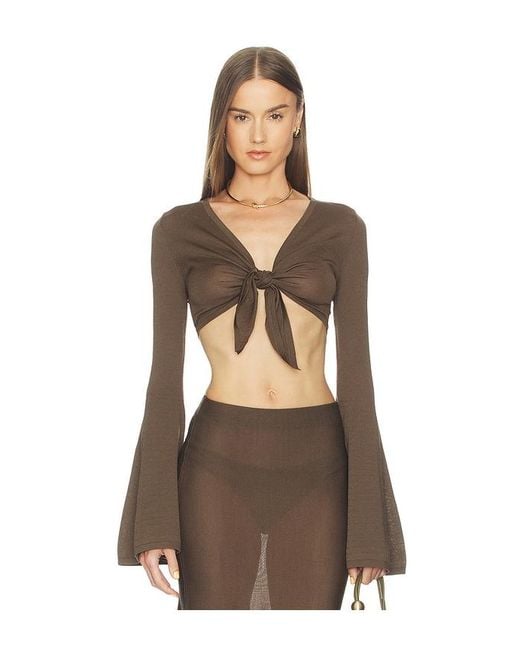 Lovers + Friends Brown Paisleigh Knit Tie Top