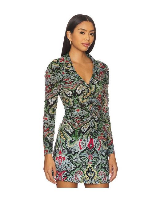 Alice + Olivia Green Portia Ruched Top