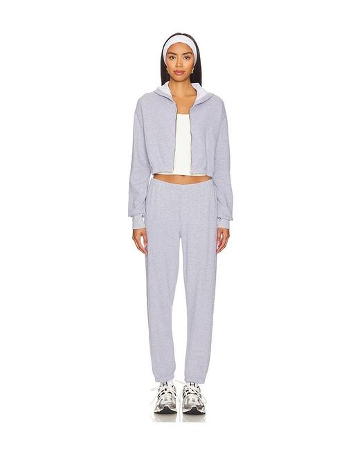 Lamade White Cropped Cotton-Blend Zip-Up Hoodie